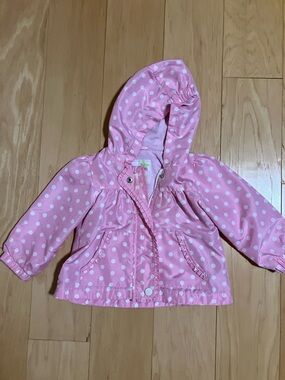 OshKosh B'gosh Pink Polka Dot Hooded Raincoat size 12 months
